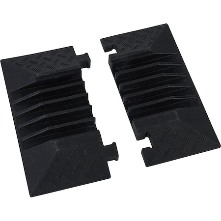 Global Industrial Cable Protector End Cap, 2 in H, 19-11/16 in L, 19-11/16 in W, Rubber/Plastic, Black 670623